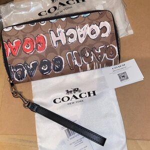 Coach x Mint + Serf Long Zip Around Wallet NWT